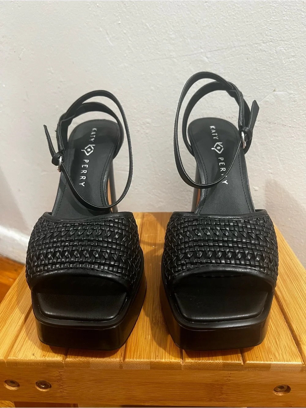Katy Perry 9.5 Black Chunky Platform Block Heel Sandals Sandals Goth Boho Retro